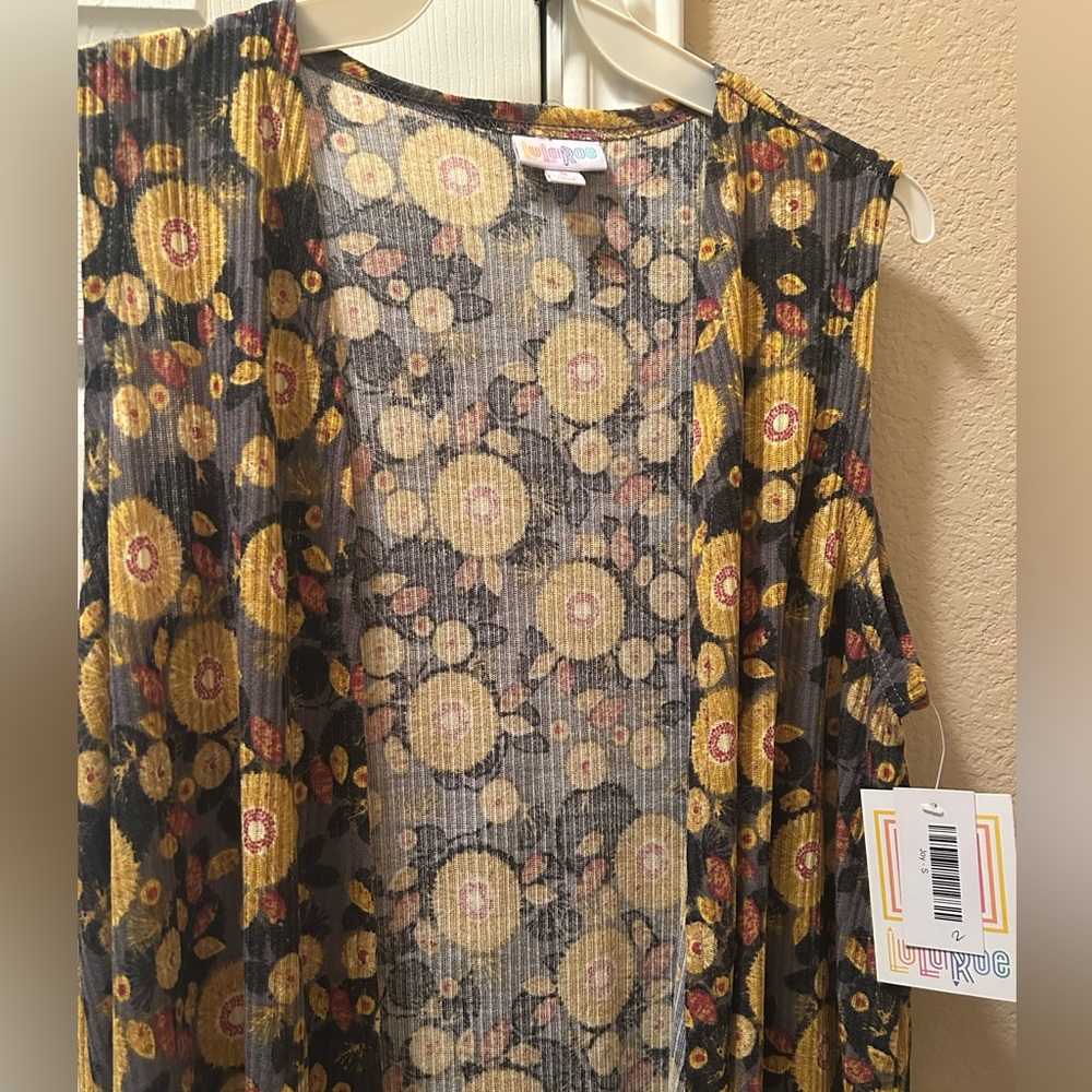 Lularoe Joy floral open vest sleeveless cardigan